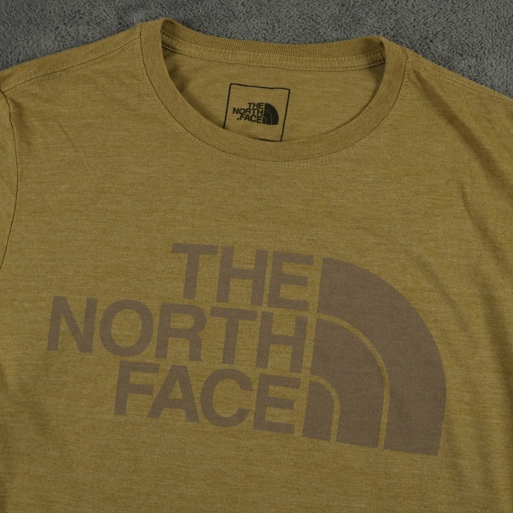 The North Face T-Shirt Mens M Mustard‎ Yellow Graphic Logo Outdoor Hiking Summer